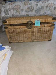 139 - WICKER STORAGE TRUNK WITH HINGED LID