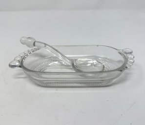 Duncan Miller Teardrop Clear Glass Pickle Dish