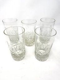 Five Vintage Cut Glasses, Starburst Pattern