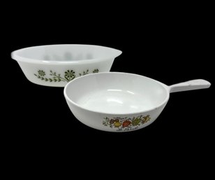 Corning Skillet &  Vintage Glasbake Casserole
