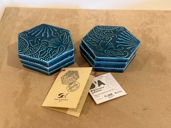 Hexagonal Ceramic Tiles Inspired By Famous Marine-themed Pavement By Antoni Gaudi In Barcelona