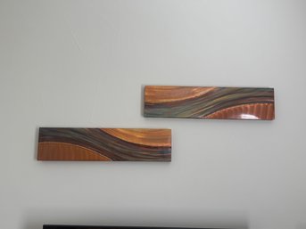 Two Flame-painted Copper Wall Art Panels