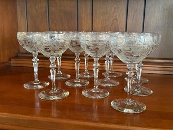 Etched Crystal Champagne Glass Set
