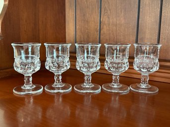 Vintage Kings Crown Thumbprint Cordial Glasses
