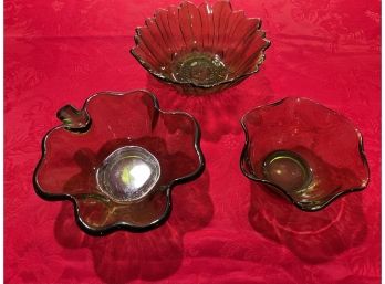 Set Of Green Glass Bowls