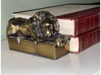 1940s Polish Bronze Plated Antonio Canova Lion Book Ends