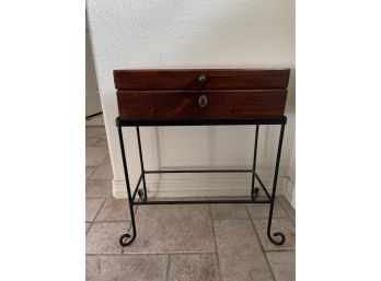 Wooden Box On Metal Stand