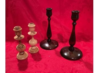 4 Wood Candle Sticks