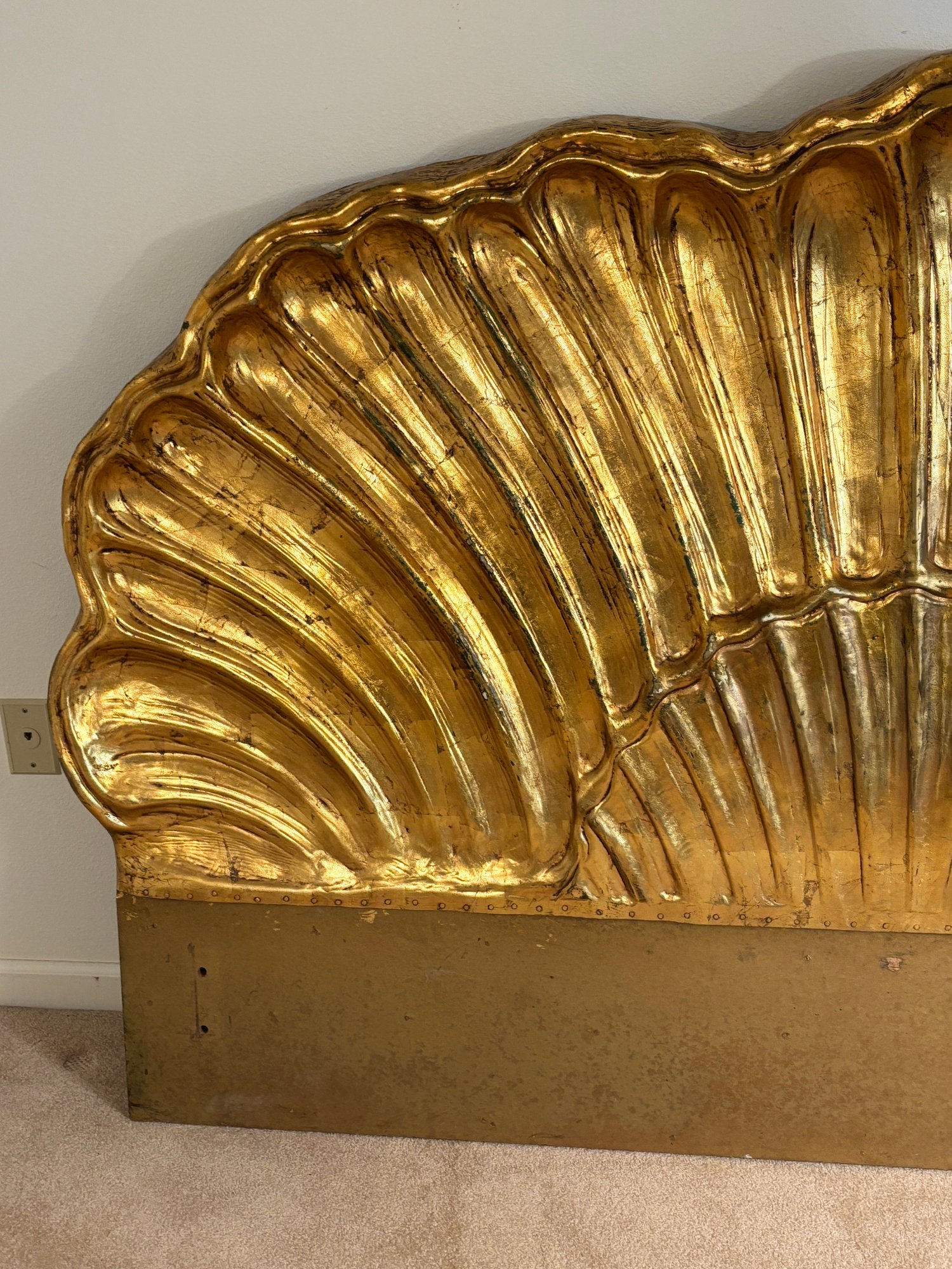 Vintage Hollywood Regency Gold Leaf King Size Shell Headboard #14341 ...