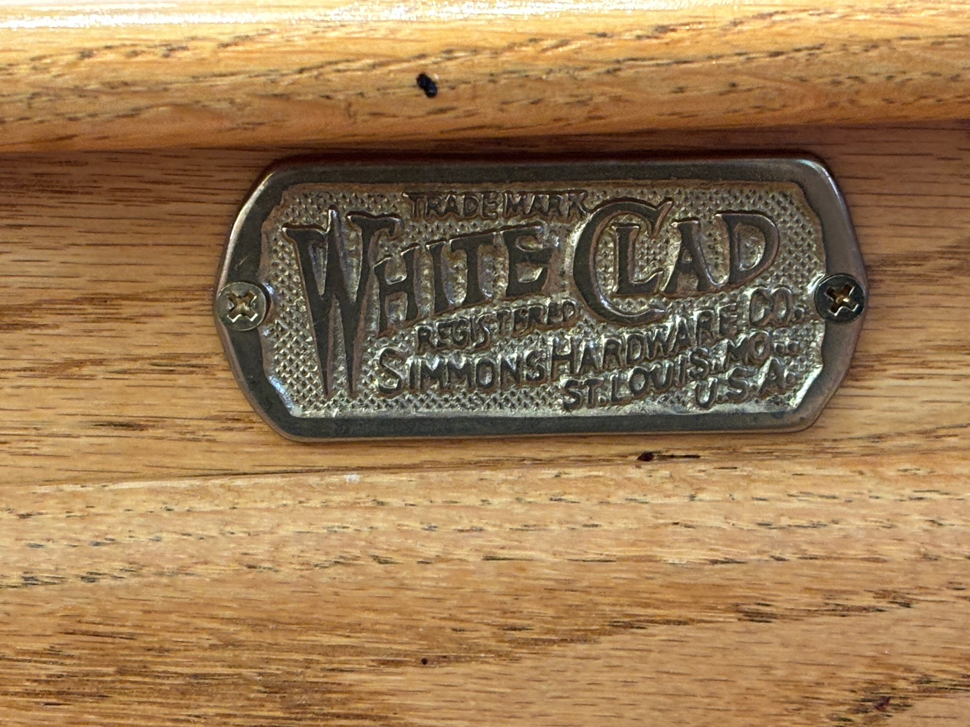 Vintage White Clad Simmons Hardware Oak Ice Box End Table