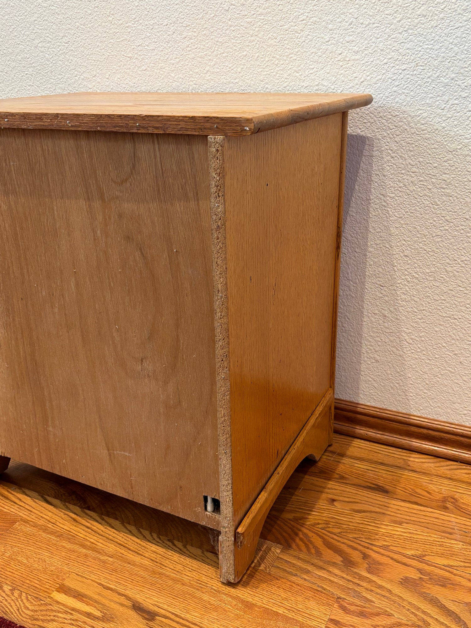 Vintage White Clad Simmons Hardware Oak Ice Box End Table