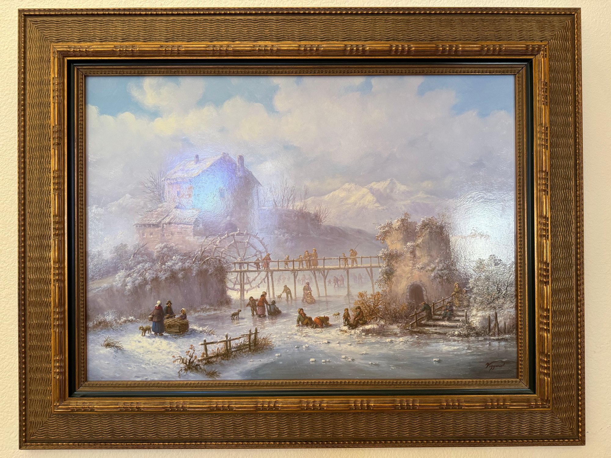 Original Laszlo Vigyazo Jr. (Vila) Winter Scene Painting #14462