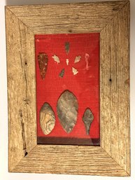 Shadow Box W/ Native American Arrow/spear Heads