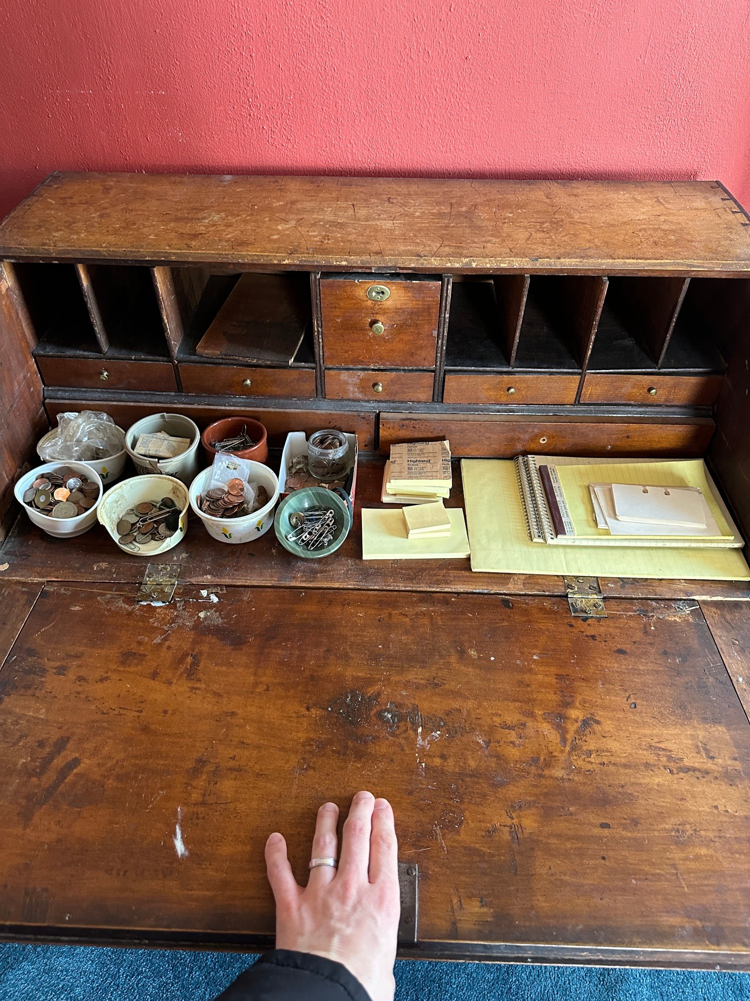 Antique George III Style Slant-Front Bureau Writing Desk Chest Of ...