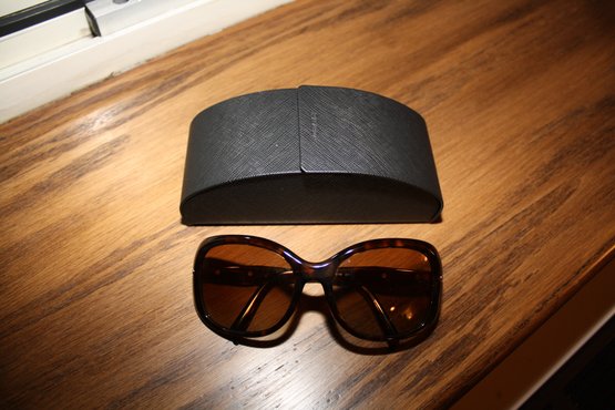 Prada SPR 31N-A Brown Tortoise Square Sunglasses With Amber Lenses