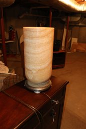 Stunning Honey Onyx Cylinder Table Lamp With Metal Base