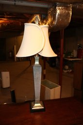 Vintage Finish Column Table Lamp With Tulip Fabric Shade