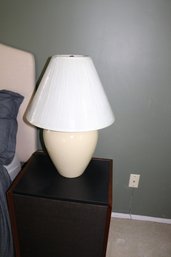 Ivory Ceramic Urn Table Lamp With Pleated White Bell Shade #2 26'