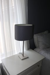 Nickel-Plated Steel Table Lamp With Gray Cylindrical Shade