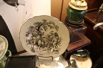 TableTops Unlimited New England Toile Harvest Pattern China Plate