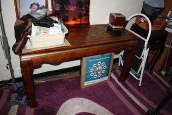 Wooden And Glass Console Table Vintage Style Display Table