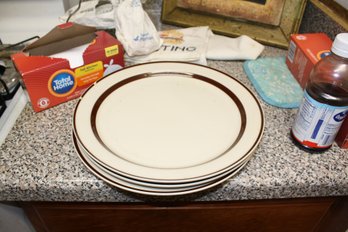 Sango Orbit 221 Brown Stoneware Dinner Plate Japan Set