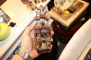 Chinese Carved Wood And Parcel-Gilt Miniature Temple Shrine With Multi-Tiered Roof