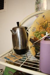 Stainless Steel Electric Coffee Percolator With Black Base Mid-Century Style Untested