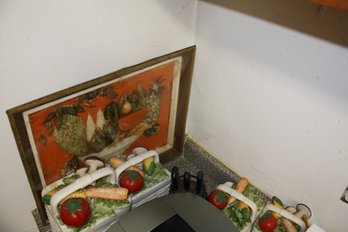 1970s Kitchen Decor Set Fruit And Vegetable Wall Plaque