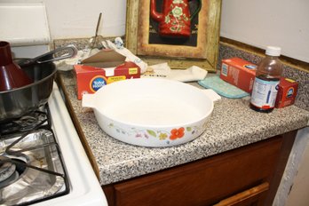 Corning Ware Wildflower Pattern Glass Ceramic Casserole Dish With Side Handles