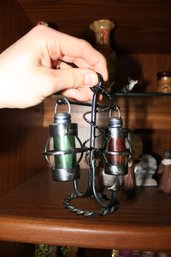 Nautical Anchor Stand Salt And Pepper Shakers With Red And Green Lantern Design