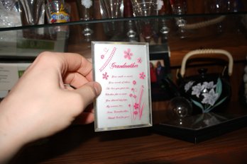 Framed Grandmother Keepsake Display With Floral Accents And Stand