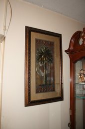 Framed Tropical Palm Tree Wall Art With Botanical Style Print And Wooden Frame