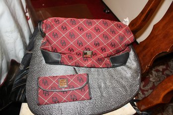 Dooney And Bourke Clutch Wallet With Logo Print Coated Fabric And Zip Around Closure