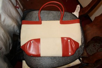 Lamarthe Italy Red And White Canvas Tote Bag