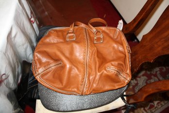 Michael Kors Caramel Brown Leather Tote Bag With Dual Handles And Metal Accent Detailing