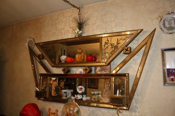 Illinois Moulding Co. Mid Century Atomic Shadow Box Wall Mirror, Circa Late 1950's, Early 1960's