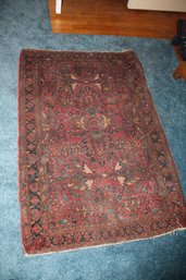 Vintage Persian Hand-Knotted Rug Approximately 53 Inches Wide By 39 Inches Long.