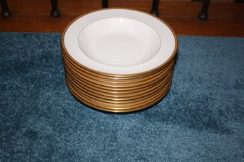 Vintage Lenox Porcelain Dinner Plates With Gold Gilt Trim Set Of 12