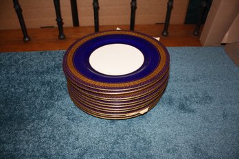 STUNNING PLATES Vintage Minton For Tiffany & Co. Cobalt Blue And Gold Gilt Neoclassical Revival Set Of 11