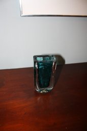 Mid-Century Modern Crystal Vase Singed 6 Inches Tall