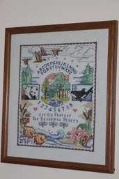Bucilla Kit #40521 'Protect The Beautiful Places' Framed Cross-Stitch Sampler
