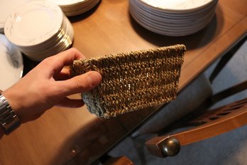 Rectangular Woven Storage Basket With Wire Frame Structure