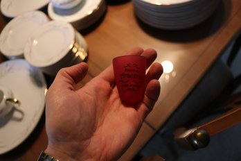 Spanish Aracena Frosted Red Souvenir Shot Glass