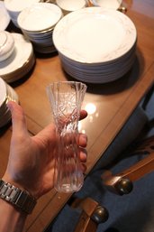 Clear Pressed Glass Scalloped Rim Bud Vase