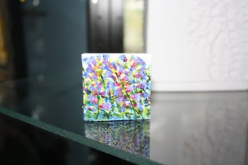 ACRYLIC ON CANVAS  Valluzzi Abstract Floral Painting (Purple & Pink Field)