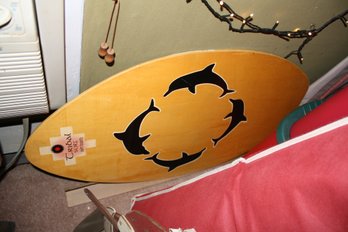 Tribal Surf Wooden Skimboard With Dolphin Graphic