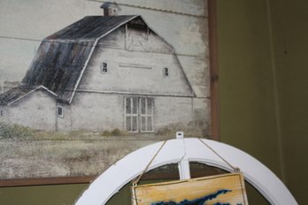 Buzuci Wooden Block Print  Windpomp Right, Rustic Farmhouse Wall Art