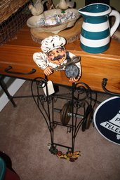 Metal Kitchen Rack With Chef Figurine Top