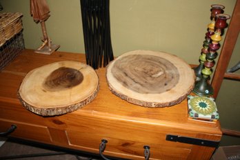 Rustic Acacia Wood Log Slice Serving Board With Natural Bark Edge